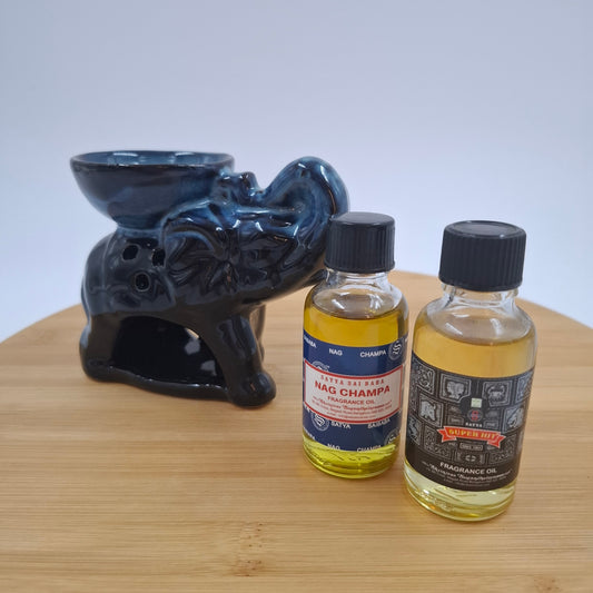 מארז שנהב - 2 שמנים ארומטיים 30 מ"ל + מבער מעוצב