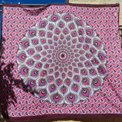 לונג דקורטיבי גדול - דגם נוצות טווס