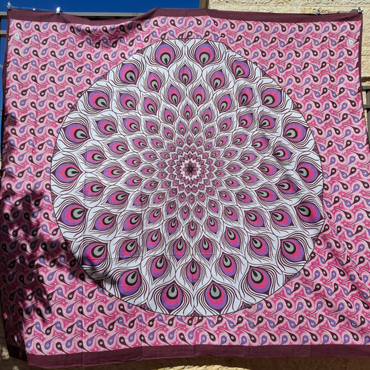 לונג דקורטיבי גדול - דגם נוצות טווס